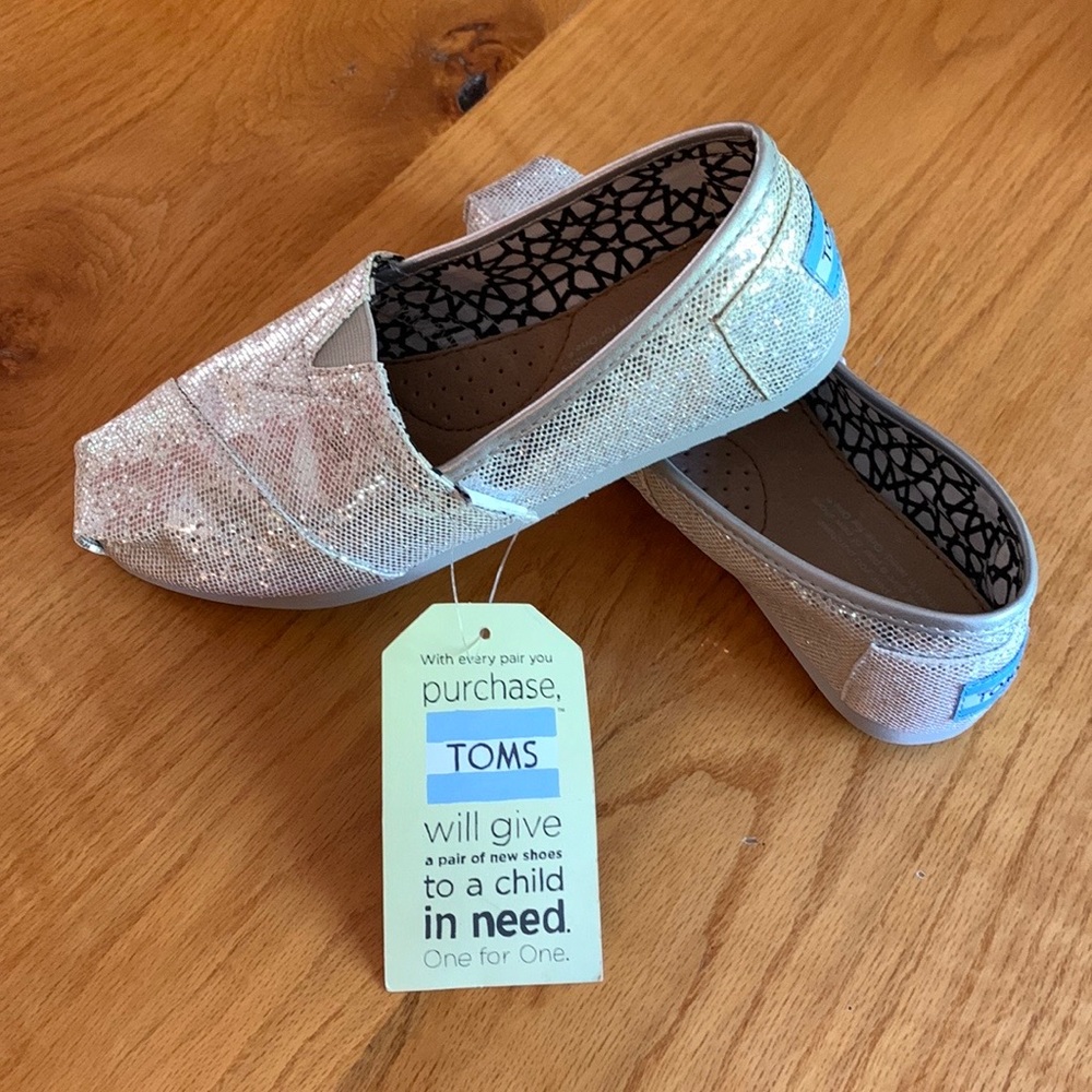 Toms Classic Silver Glitter Shoes